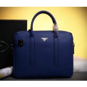 PRADA Grainy Leather Business Briefcase P3555 Royal VS00090