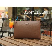 Prada Grainy Leather Clutch P66233 Brown VS09842