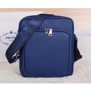 PRADA Grainy Leather Messenger Bag VA6688 Blue VS07777