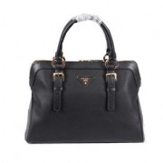 Prada Grainy Leather Top Handle Bag BL8091 Black VS07385