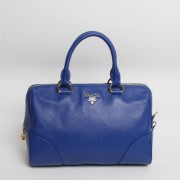 Prada Import Original Calfskin Leather Two Handle Bag BN0822 in Blue XZ VS08712