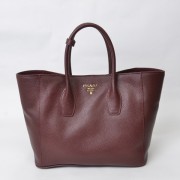 Prada Large Tote BN2694 in Purplish Red Calfskin Leather with Gold Hardware XZ VS00809