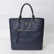 Prada Large Tote BN2754 in Sapphire Blue Clemence Leather with Gold Hardware XZ VS00015