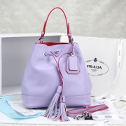Prada Leather Drawstring Pouch Nero Bag 55069 in Purple Calfskin LSS VS02986