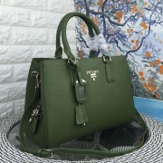 Prada Litchi Leather Double Tote Bag Green BN2970 VS05846