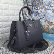 Prada Litchi Leather Double Tote Bag Grey BN2970 VS02966