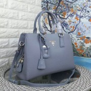 Prada Litchi Leather Double Tote Bag Light Grey BN2970 VS01033