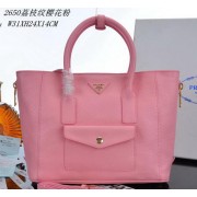 Prada Litchi Leather Tote Bag PBN2650 Pink VS05766