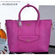 Prada Litchi Leather Tote Bag PBN2650 Rosy VS07414