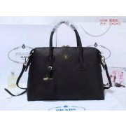 Prada Litchi Leather Two-Handle Bag BN0889 Black VS07009