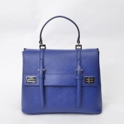 Prada Lux Double Satchel Bag BN2798 in Blue Original Saffiano Leather XZ VS00799