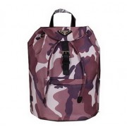 Prada Microfiber Nylon Drawstring Backpack Bag BZ032 Brown VS05051