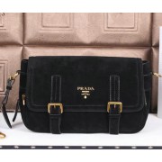 Prada Nubuck Leather Messenger Bag BN0861 Black VS08174