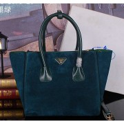 Prada Nubuck Leather Tote Bag BN2619 Dark Green VS04259