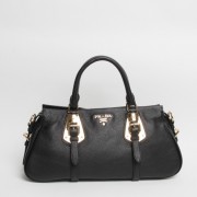Prada Original Clemence Leather Top Handle Bag BN1903 in Black XZ VS08971