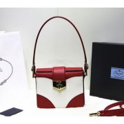 Prada Original Leather Flap Bag BN2776 White&Red VS08975