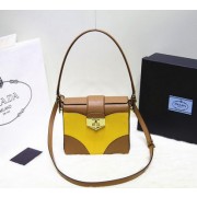 Prada Original Leather Flap Bag BN2776 Yellow&Wheat VS02445
