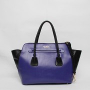 Prada Original Soft Calfskin Leather Tote Bag BN2673 in Blue with Black XZ VS08335