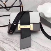 Prada Plex Ribbon Calf Leather Bag White & Grey & Black 1BD068 VS03771