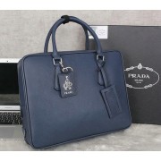 Prada Saffiano Calf Leather Briefcase P0088 Royal VS07962