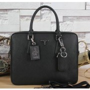 Prada Saffiano Calf Leather Briefcase PF003 Black VS00459