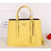 Prada Saffiano Cuir Leather Tote Bag BN2820 Lemon VS01215
