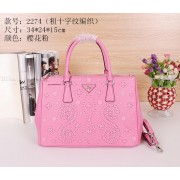 Prada Saffiano Embroidered Tote Bag B2274 Pink VS01496