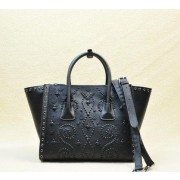 Prada Saffiano Embroidered Tote Bag BN2619E Black VS08121