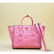 Prada Saffiano Embroidered Tote Bag BN2619E Pink VS06540