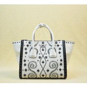 Prada Saffiano Embroidered Tote Bag BN2619E White VS08478