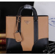 PRADA Saffiano Leather Business Briefcase P8673 Brown VS07239