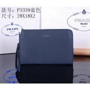 Prada Saffiano Leather Clutch P3339 Blue VS05393