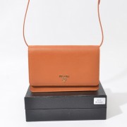 Prada Saffiano Leather Crossbody Wallet Bag 1M1361 in Orange with Gold Hardware XZ VS09075