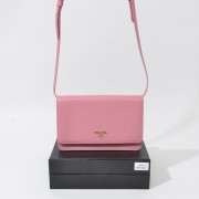 Prada Saffiano Leather Crossbody Wallet Bag 1M1361 in Pink with Gold Hardware XZ VS06357