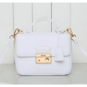 Prada Saffiano Leather Flap Bag BN0960 White VS02464