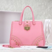 Prada Saffiano Leather Woman Tote Bag LSS 2752 in Pink with Gold Hardware VS06453