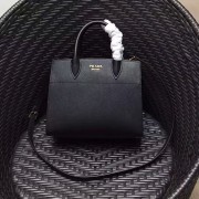 Prada Small Bibliotheque Saffiano Leather Bag Black and Red 1BA050 VS03225
