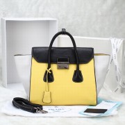 Prada Tote Bag Flap Handbag BN2665 in Yellow Calfskin Leather LSS VS03709