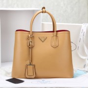 Prada Twin Saffiano Leather Cuir Large Tote BN2756 in Brown with Gold Hardware LSS VS06318