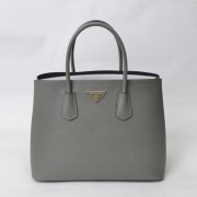 Prada Twin Saffiano Leather Cuir Large Tote BN2756 in Grey with Gold Hardware Mingd VS07048