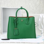 Prada Twin Saffiano Leather Cuir Large Tote BN2756 in Light Green with Gold Hardware LSS VS01346