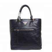 Prada Vitello Daino Shopper Tote BN2754 in Black Original Clafskin Leather XZ VS06463