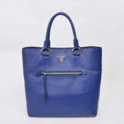 Prada Vitello Daino Shopper Tote BN2754 in Blue Original Clafskin Leather XZ VS01296