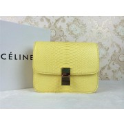 Quality Celine Classic Box Small Flap Bag Snake Leather 11042 Yellow VS02415
