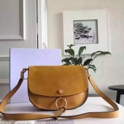 Quality Chloe Kurtis Medium Leather and Suede Crossbody Bag Khaki 300920 VS00075