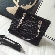 Quality Miu Miu Crystal Nappa Leather Tote Bag Black 5BA038 VS01241
