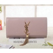 Quality Saint Laurent Classic Monogramme Tassel Cannage Pattern Clutch Y5485 Pink VS05113