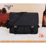 Replica 1:1 Prada Grainy Leather Messenger Bag VA0769 Black VS00777