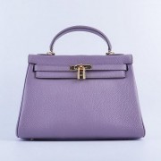 Replica AAA Hermes Kelly 32cm Shoulder Bags Lavender Grainy Leather Gold VS04455