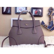 Replica AAA Prada Calfskin Leather Top Handle Bag in Grey Fug VS03341